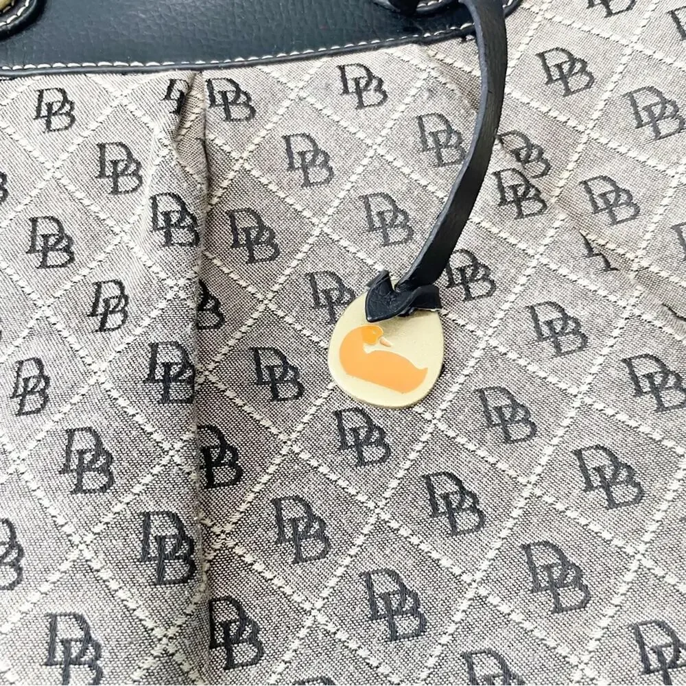 Dooney & Bourke tan logo brown large satchel zippers inner pockets